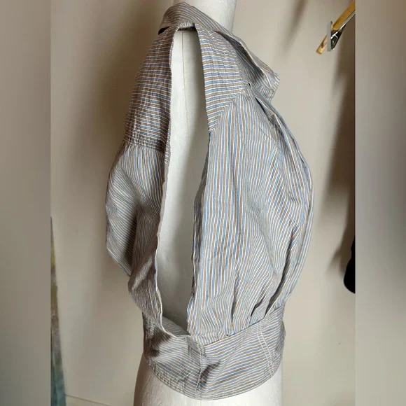 We The Free Cassie stripped sleeveless crop shirt - Picture 2 of 8